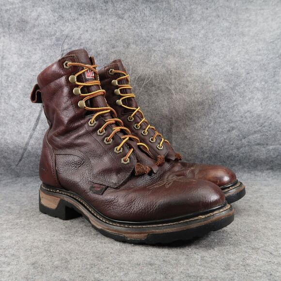 Tony Lama Shoes Mens 10 Boots Work Timber Lace Up Leather Waterproof Utility Mid - Picture 1 of 16